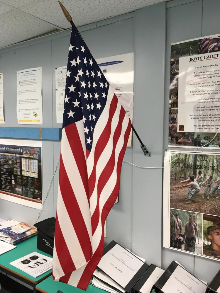 American Flag in the ROTC classroom. Photo source: Matt Stanton