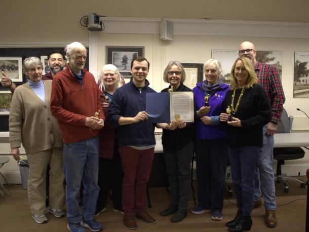 Members from the recycling and Select Boards come together to honor the center. Photos by Brandy Muz 