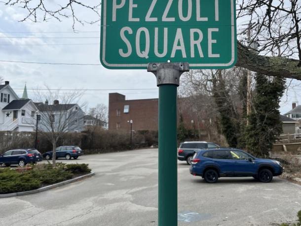Pizzoli Square, one of many public parking spots Slavin says could help businesses. Photo by Brandy Muz