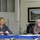 Joyce Bacchiocchi, left, and Apryl Rossi at the Thursday, March 19 School Committee meeting. Photo by Grace Roche